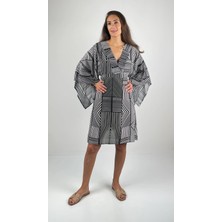 SOCRATES MARINE  V Yaka  Kimono  Kollu Kısa Viskon Elbise