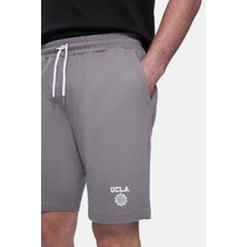 Fowler Koyu Gri Baskılı Baskılı Standard Fit Erkek Örme Şort