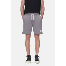Fowler Koyu Gri Baskılı Baskılı Standard Fit Erkek Örme Şort