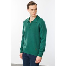 Desen Triko Erkek Polo Yaka Basic Yün Kazak Ö.başı