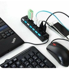 Multizone 7 Port USB Çoklayıcı Hub Anahtarlı Işıklı Aç Kapa Tuşlu Tak Çalıştır USB 3.0
