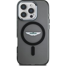 iPhone 16 Pro Max Kılıf Aston Martin Lisanslı Magsafe Uyumlu Iml Baskı Logolu Buzlu Kapak Siyah