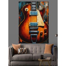 Elektro Gitar Dekoratif Kanvas - Mdf Ahşap Tablo