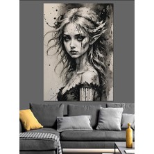 Gotik Kadın Portresi Dekoratif Kanvas - Mdf Ahşap Tablo