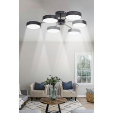 Bego Modern  Salon Yatak Odası Giyinme Odası Mutfak Beyaz Işık Ledli Siyah Renk 6 Lı LED Avize