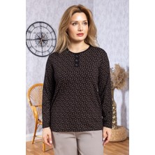 Kadın Yeni Model Yüksek Kalite Yuvarlak Yaka Patlı Orta Yaş Anne Penye Bluz 6545