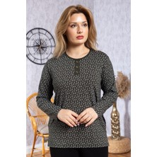 Kadın Yeni Model Yüksek Kalite Yuvarlak Yaka Patlı Orta Yaş Anne Penye Bluz 6545