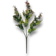 Yapay Çiçek Pastel Yeşil Kahverengi Okaliptus 48 cm  3dallı Uzun Dal Eucalyptus