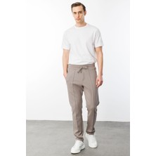 Erkek Cepleri Fermuarlı Eşofman Altı Vizon