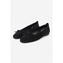 Stilbagshoes EFFİE FİYONKLU HAKİKİ DERİ SÜET KADIN BABET SİYAH