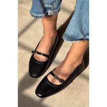 Stilbagshoes ELVA ÖN BANT DETAYLI HAKİKİ DERİ KADIN BABET SİYAH