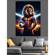 Futbolcu Aslan Dekoratif Kanvas - Mdf Ahşap Tablo