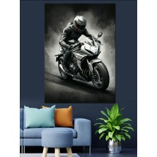 Hızlı Motorcu Dekoratif Kanvas - Mdf Ahşap Tablo