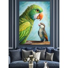 Papağan ve Muhabbet Kuşu Dekoratif Kanvas - Mdf Ahşap Tablo