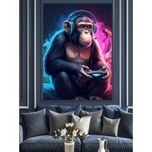 Oyun Oynayan Maymun Dekoratif Kanvas - Mdf Ahşap Tablo