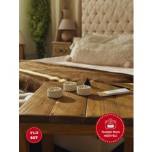 Örgü Desenli El Yapımı Tealight Mumluk – Beton Dekoratif Mumluk (3’lü Set) + Tealight Mum Hediyeli
