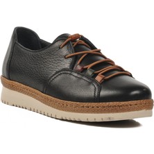 Siyah Anatomik Taban Hakiki Deri Kadın Günlük Ayakkabı Z132 Z