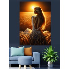 Gün Batımında Kadın Dekoratif Kanvas - Mdf Ahşap Tablo