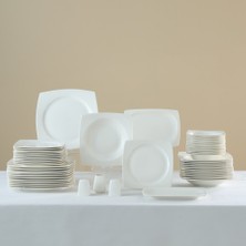 Karaca Square Bone Mensa 53 Parça 12 Kişilik Yemek Takımı Beyaz