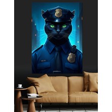 Polis Kedi Dekoratif Kanvas - Mdf Ahşap Tablo