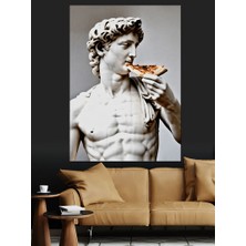 David Heykelinin Pizza Yemesi Dekoratif Kanvas - Mdf Ahşap Tablo