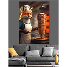 Dönerci Tilki Dekoratif Kanvas - Mdf Ahşap Tablo