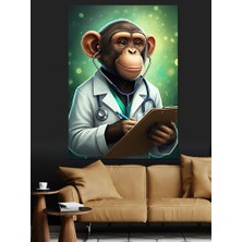 Doktor Şempanze Dekoratif Kanvas - Mdf Ahşap Tablo