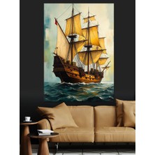 Yelkenli Gemi ve Denizin Zarafeti Dekoratif Kanvas - Mdf Ahşap Tablo