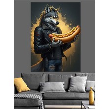 Hotdog ve Kurt Dekoratif Kanvas - Mdf Ahşap Tablo