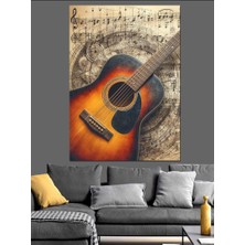 Müzikal Gitar Dekoratif Kanvas - Mdf Ahşap Tablo