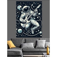 Gitar Çalan Uzaylı Dekoratif Kanvas - Mdf Ahşap Tablo