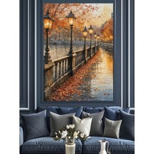 Sonbahar Yol Manzarası Dekoratif Kanvas - Mdf Ahşap Tablo