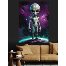 Uzaylı Figürü Dekoratif Kanvas - Mdf Ahşap Tablo