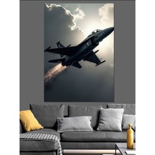 Havada Uçan Savaş Uçağı Dekoratif Kanvas - Mdf Ahşap Tablo