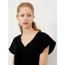 Siyah Regular Fit Pamuklu Tişört