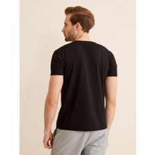 Siyah Slim Fit Pamuklu Tişört