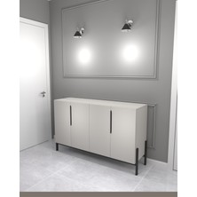 Mdflam Gri Klasör Dolabı Konsol Dolap Metal Ayaklı Tv Ünitesi Büfe Dresuar 142 x 38 x 85H  cm