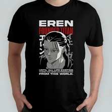 Pixxa Attack On Titan Eren Jaeger Unisex %100 Pamuklu Bisiklet Yaka T-Shirt Model 3