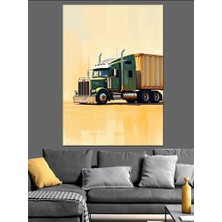 Büyük Yeşil Kamyon Dekoratif Kanvas - Mdf Ahşap Tablo