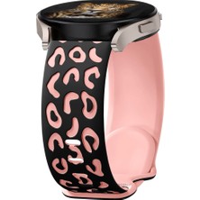 Sneezy Samsung Galaxy Watch 4 5 Serisi ile Uyumlu Leopar Desenli Silikon Kordon Kayış