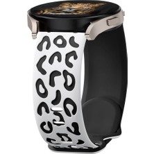 Sneezy Samsung Galaxy Watch 4 5 Serisi ile Uyumlu Leopar Desenli Silikon Kordon Kayış