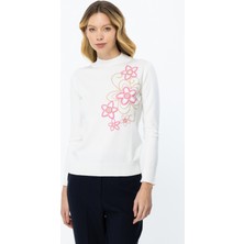 47425 Onteks Dik Yaka Uzun Kol Nakışlı Kazak