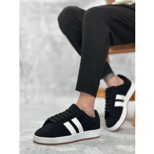 11boa BA0235 Boa Iki Çizgili Siyah Süet Erkek Günlük Ayakkabı