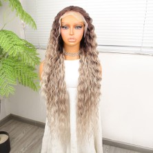 Colezium Kumral Beyaz Platin Ombre ve Röfleli Fiber Sentetik Tül Peruk