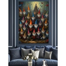 Bahçede Cüceler Dekoratif Kanvas - Mdf Ahşap Tablo