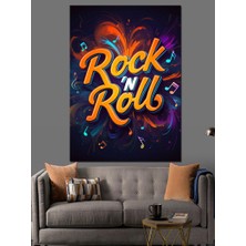 Rock'n Roll Sanat Yazısı Dekoratif Kanvas - Mdf Ahşap Tablo