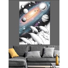 Uzay ve Gezegenler Dekoratif Kanvas - Mdf Ahşap Tablo