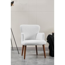 Colormix Berjer Koltuk-cafe-ofis-balkon-teras-bahçe-beyaz bohem kumaş-kahverengi ayak