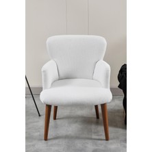 Colormix Berjer Koltuk-cafe-ofis-balkon-teras-bahçe-beyaz bohem kumaş-kahverengi ayak