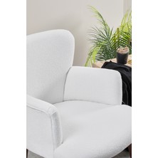 Colormix Berjer Koltuk-cafe-ofis-balkon-teras-bahçe-beyaz bohem kumaş-kahverengi ayak